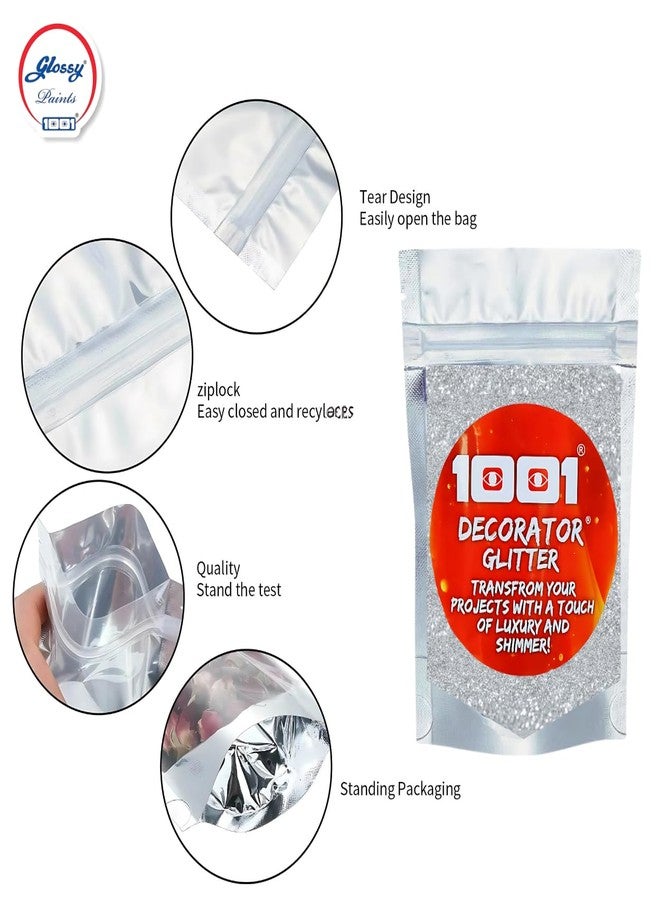 1001 Glossy Decorater Glitter Paint Additive Crystals for Emulsion, Epoxy Grout, Art Epoxy Resin, Wood Varnish, Acrylic Varnish, Pu Clear, Art & Craft Projects. (Silver, 25gms) - Image 4